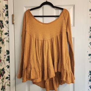 We The Free Women's Mustard Ruffled Long-Sleeve Tee